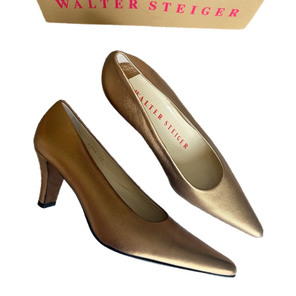 deadstock walter steiger bronze leather heels 37